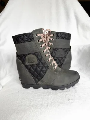 Sorel Womens Size 10.5 Lexie Wedge Felt Boots Camp-Dark Slate thumbnail 3