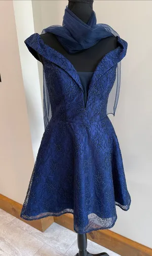 Narianna NWT Navy Blue size S Formal dress with matching shawl thumbnail 1