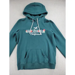 Hollister Womens Sweatshirt Size M Forest Green Hoodie Pullover Kangaroo Pocket thumbnail 6