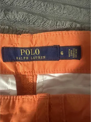 Polo Ralph Lauren orange cotton cargo shorts Size 6 utility gorpcore outdoors thumbnail 8