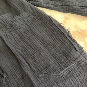 Cherry Cloth Black Cotton Gauze Frayed Button Down Shirt Top Small thumbnail 5