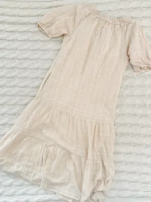 Evereve Soft Puff Sleeve Tiered Midi Dress - Light Cream thumbnail 3
