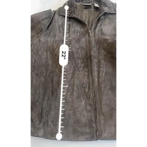 Chico’s Genuine Brown Suede Leather Zip Jacket 90s Y2K Minimalist⁠ size large thumbnail 8