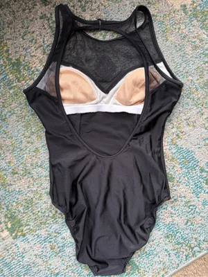 Vintage Jantzen black one-piece mesh yoke swimsuit, size 12 thumbnail 4