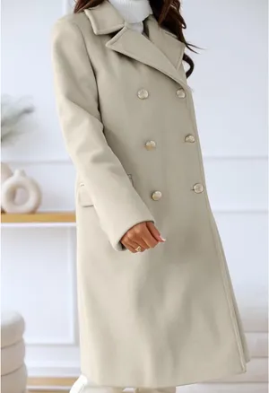 Amazon Women's Winter Lapel Double Breasted Long Wool Pea Coat Overcoat thumbnail 3