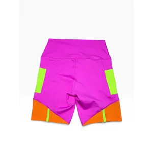 Peloton x Brittany Allen Colorblock Biker Shorts Pink Neon Womens M Bright Bold thumbnail 2