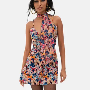For Love & Lemons Velour Dress +Scarf to Match Revolve Exclusive Abstract NWT thumbnail 7