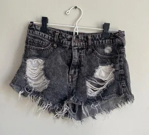 Mossimo Supply Co Black Distressed Jean Shorts thumbnail 4