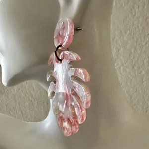 Acrylic leaf statement earrings thumbnail 3