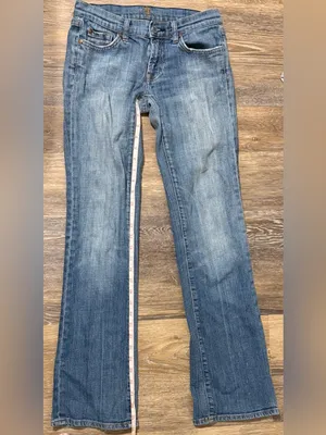 7 For All Mankind Medium Wash Flare Jeans 26 Stretch Denim Y2K USA thumbnail 2