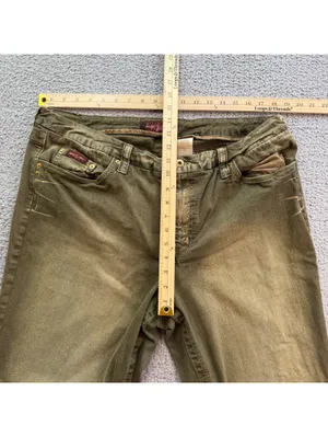 Baby Phat Olive Green Wide Leg Y2K Jeans Women's 12 Embroidered Logo Low Rise thumbnail 3