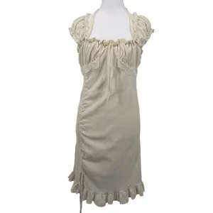 Fashion‎ Star Quality Cream Milkmaid Fairy Cottagecore Ruffle Mini Dress Lace S thumbnail 2