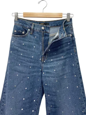 Maje Studded Wide Leg Jeans US Size 2 Medium Wash Blue High Rise Denim thumbnail 6