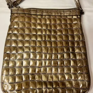 Guess Gold Faux Croc leather crossbody with zipper closure, zipper pouch‎ inside thumbnail 3
