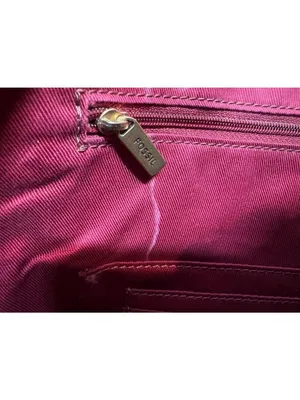 Fossil Sydney Shopper Tote Bag Red Multicolor Geometric Pattern with Key Charm thumbnail 12
