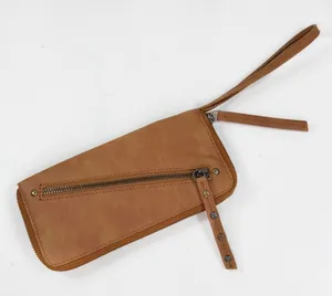 Free People Faux Leather Zip Around Wristlet‎ Wallet Tan thumbnail 1