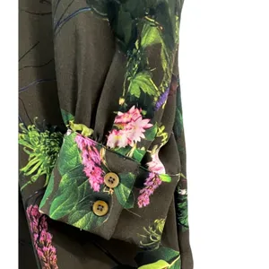 Babaton Tunic Mini Dress‎ S Green Floral Tie Neck Pockets Fairy Grunge Whimsy thumbnail 12