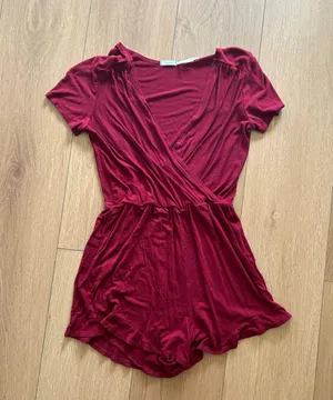 Pacsun Burgundy Wrap Romper thumbnail 1