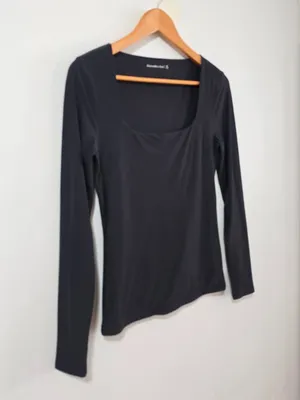 Abercrombie & Fitch Long Sleeve Square Neck Top - Black - Women's Size M thumbnail 3