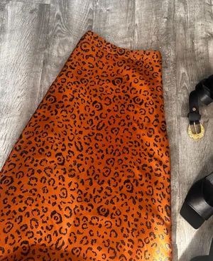 Farm Rio Anthropologie Satin Midi Skirt Leopard Print Size XS thumbnail 3
