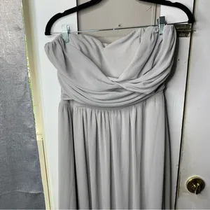 Lulu’s light gray strapless‎ chiffon bridesmaids all afloat maxi dress medium thumbnail 4