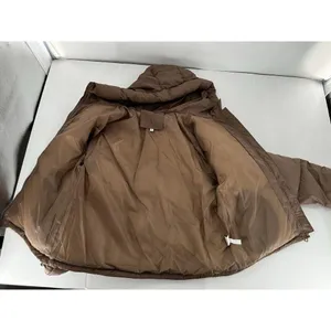 Shein Puffer Coat Jacket Sz L Brown Minimalist Trendy High Neck Normcore thumbnail 7