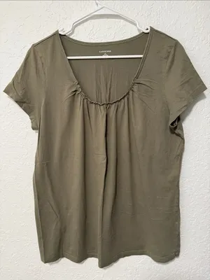 Lands’ End Olive Scoop Neck Short Sleeve Top thumbnail 5