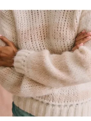 Sezane Lysandre Knit Jumper Sweater in Ecru Camel size Medium $198 thumbnail 6