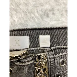 Le ALX Western Belt Jean Grey‎ Fringed Straight Leg High Rise Denim Size 26 NWT thumbnail 3