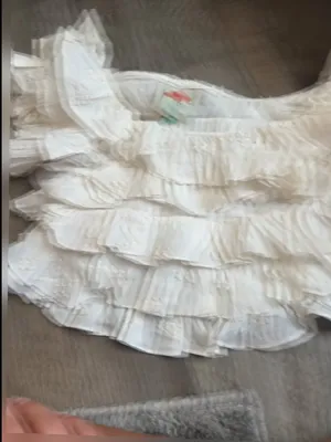 Farm Rio White Ruffled Crop Top XS thumbnail 10