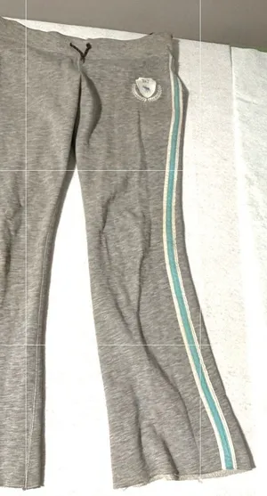 Abercrombie & Fitch Grey Flare Sweatpants Y2K Logo Side Stripe Low Rise XL thumbnail 1