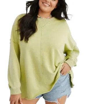 Aerie Lime Green Down To Earth Staying Kind Feeling Cool Oversized Sweatshirt XS thumbnail 1