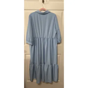 NWOT SHEIN Curve Blue Plus Size Button Front Tiered Long Sleeve Boho Dress, 2XL thumbnail 7