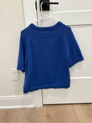 Quince 100% Cotton Sweater Tee in Sapphire Blue Size Medium thumbnail 5