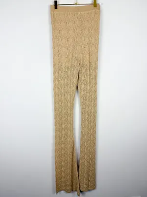 Free People Take Me Out Co-Ord Gold Metallic‎ Knit 2 Piece Set Flared Leg Small thumbnail 10