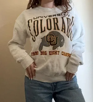 Vintage 90s‎ University of Colorado Graphic Crewneck Sweater Sz L Grey thumbnail 1