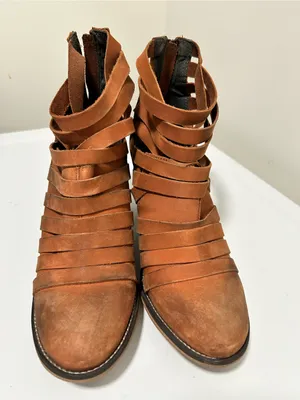 Free People Hybrid Strappy Leather Booties Terracotta Tan Size 9 - 9.5 US 40 EU thumbnail 2