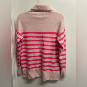 LOFT Pink and Rose Striped Turtleneck Sweater thumbnail 2