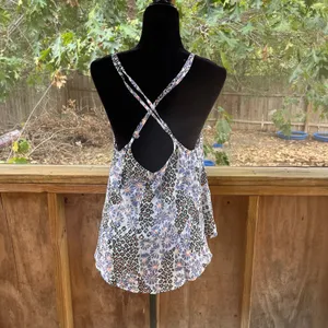 Free People Sweet Meadow Cami Blue & Brown Beaded Size M thumbnail 5