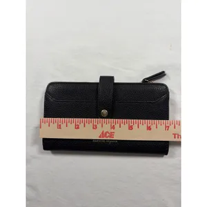 Nanette Lepore Black Pebbled Faux Leather Continental Snap Zip Wallet Clutch thumbnail 6