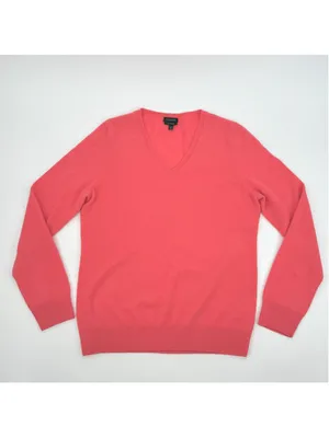 Talbots V-Neck 100% Pure Cashmere Sweater Size M Coral Pink thumbnail 2