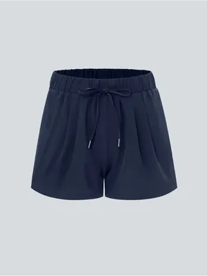 Halara 10HBB.- High Waisted Elastic Waistband Drawstring Pleated Yoga Shorts 3". thumbnail 5