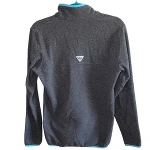 Columbia PFG Sky High Gray Fleece Pullover Quarter Zip Jacket‎ Small Teal Trim thumbnail 4