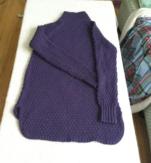 Mockneck Chunky Long Tunic Sweater Purple/Blue - Sz Medium thumbnail 6