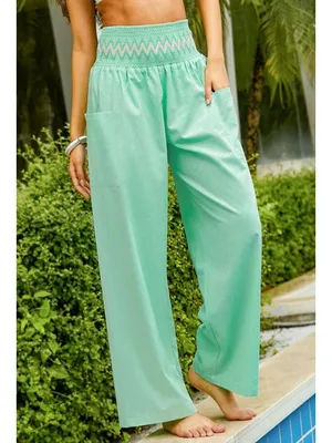 NWT Cupshe Chevron Smocked Waist Pants - Size: Small thumbnail 10
