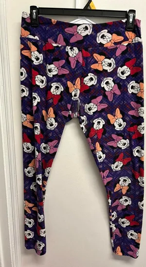 LuLaRoe Purple and Red Minnie Mouse Leggings in Tall & Curvy thumbnail 1