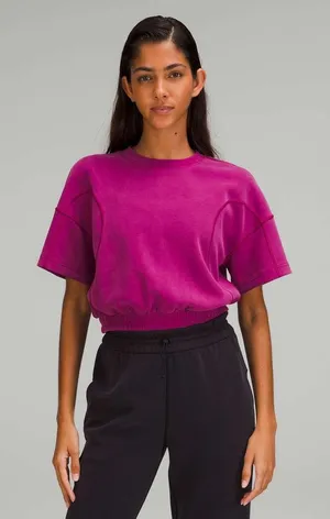 Lululemon Softstreme Gathered Tee T-Shirt Magenta Purple Size 8 W3FO6S thumbnail 1