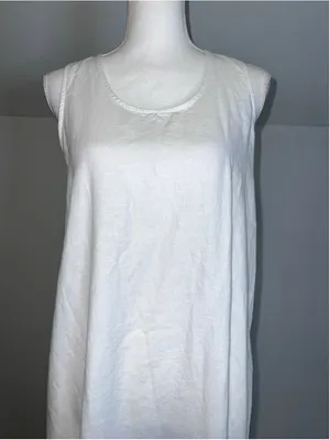Saks Fifth Avenue White 100% Linen Sleeveless Maxi Dress S thumbnail 2