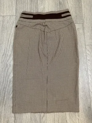 Bebe Houndstooth Pencil Midi Skirt Brown Vintage Size 4 thumbnail 9