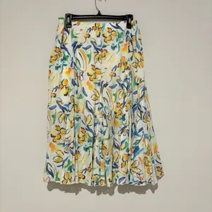 Hope &‎ Harlow floral watercolor maxi skirt white orange blue size Large thumbnail 2